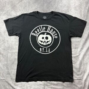 Beetle House NY LA Forever Goth Graphic T-Shirt Black Cotton Mens Large